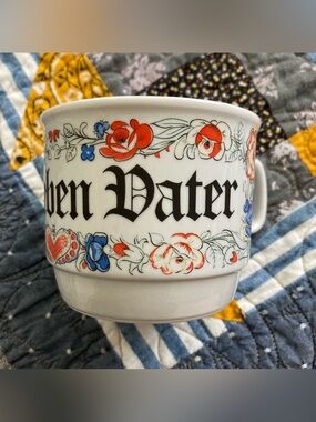 Vintage German Coffee Cup Floral Dem lieben Vater / Father Dear